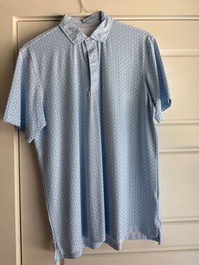 NWOT Vineyard Vines On the Go Palmero Polo blue fish print performance polo - M